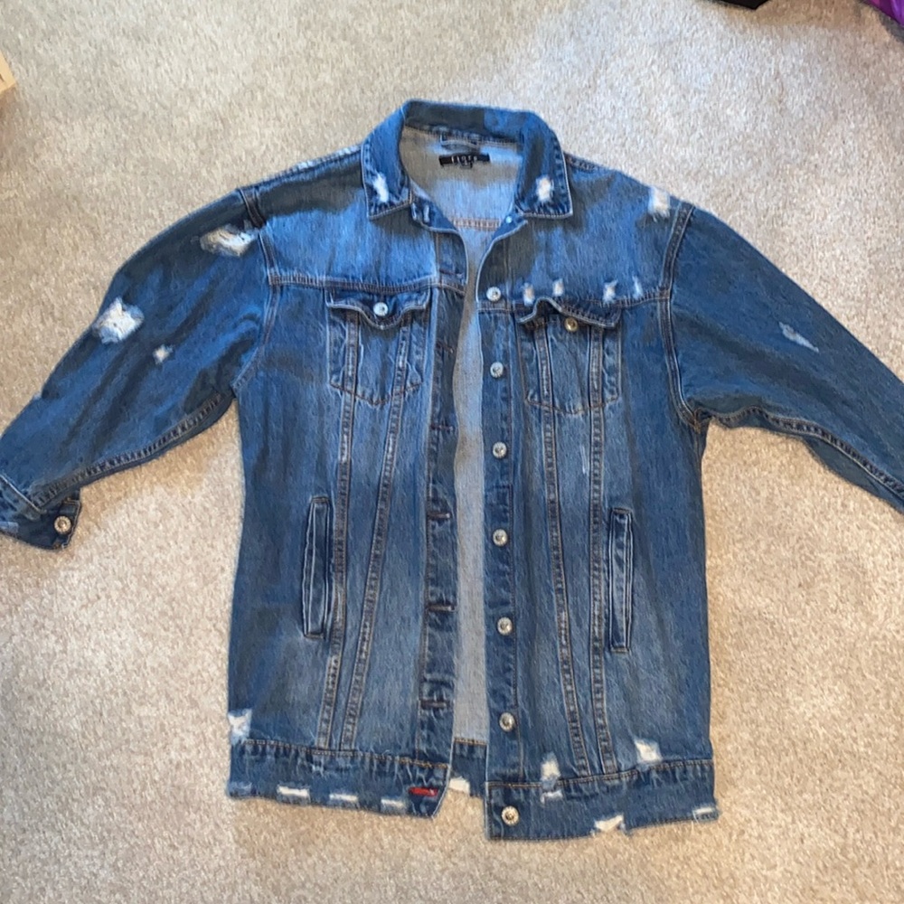 Distressed Oversized Denim Jean Jacket